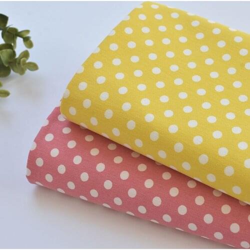 1meter 100% cotton Wave point yellow pink fabric for Childrens skirt dress DIY Summer clothes bag handwork fabric art XMT
