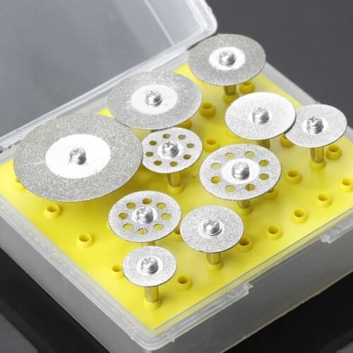 10Pcs/Box Diamond Coated Cutting Cut Off Wheel Saw Blade Polishing Mini Drill Discs Set for Electric Grinder Power Rotary Tools