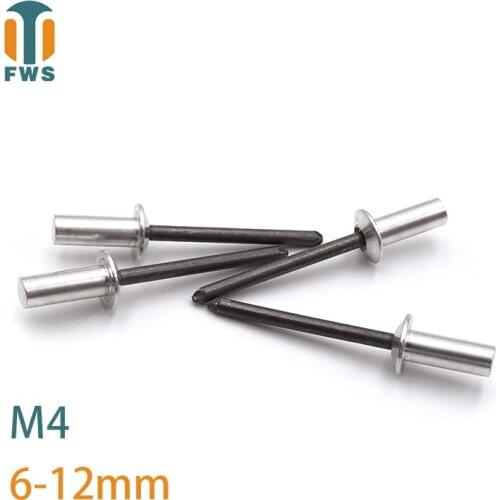 10 PCS M4 6-12mm DIN EN ISO 15973 GB /T 12615.1 Aluminum Steel Closed End Blind Rivets With Break Pull Mandrel Protruding Head