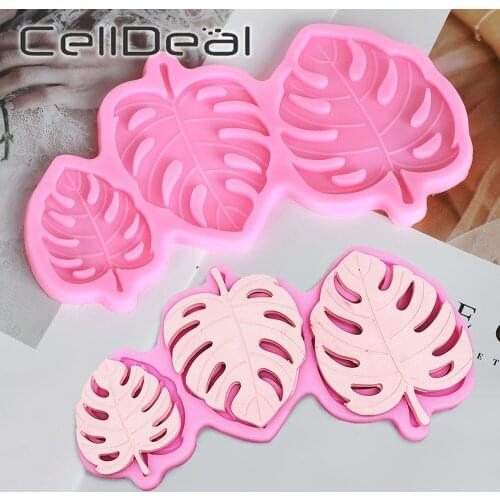 3 Sizes Silicone Monstera Leave Mold Fondant Cake Decoration Silicone Mold Hand Made Decorating Leaves Chocolate Candy Mould