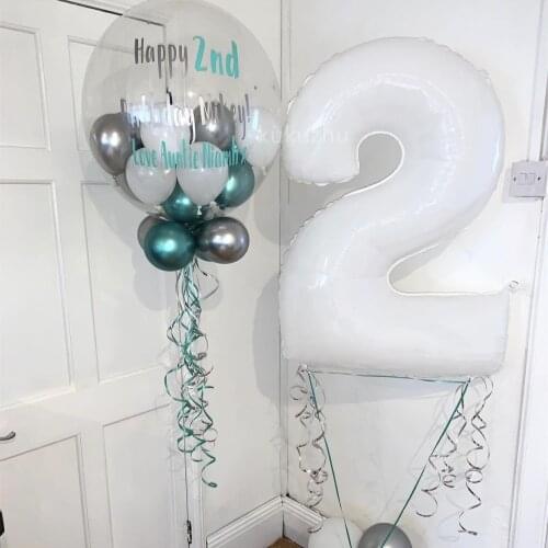 40inch Giant Happy Birthday Foil Balloons White Number Balloon 0 1 2 3 4 5 6 7 8 9 Large Figures Globos Baby Shower Decoration