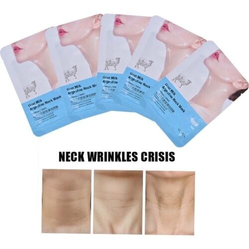 5Pcs Goat Milk Hexapeptide Neck Mask Hydrating Whitening Collagen Neck Patch Anti-Wrinkle AntiAging Neck Lift Firming Care Cream