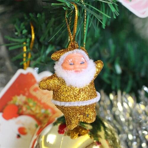 6PCS/Lot Hot 6 color of glitter elderly Small Christmas Ornaments Santa Claus Christmas Tree Ornaments Decoration Gift