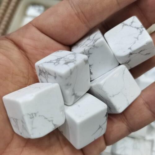 6pcs Natural Crystal White Turquoise Quartz Rubiks Cubes Howlite Stone Reiki Cubic Folk Crafts can For Home Decoratio about20mm