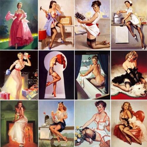 5D DIY Diamond Painting Sexy Woman American Pin Up Girl Picture Full Square/Round Diamond Embroidered Mosaic Home Decoration