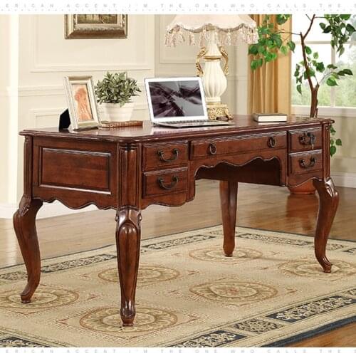American Solid Wood Desk Study Table Antique Office Writing Desk European Home Computer Desk Children Desk and Chair Set