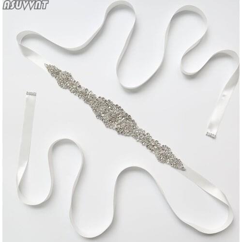 ASUVVNT Noble Crystal Flashing Rhinestone Wedding Belts Satin Dress Bridal Lady Ribbon Sash Belt Party Bridesmaid Dress Girdle