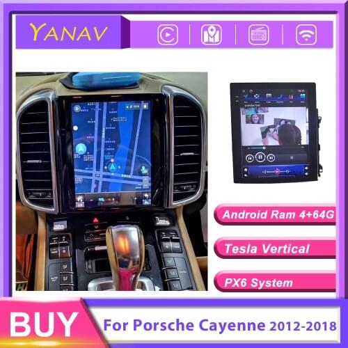 Car Radio Android Stereo Receiver For-Porsche Cayenne 2012-2018 GPS Navigation Multimedia MP3 Player Tesla Vertical HD Screen