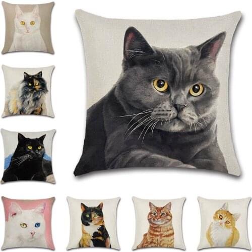 Cat Cute Black Orange pets pattern printed Cushion Cover decorative Home sofa chair car seat friend office room gift pillowcase