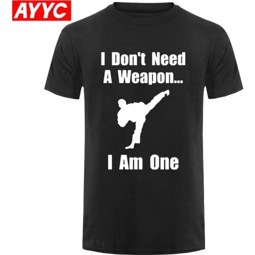 Fuuny-I-Don't-Need-A-Weapon-I-Am-One-Taekwondo-Print-T-shirt-Mens-Casual-Cotton-T-Shirt-Streetwear-Hip-Hop-Tees