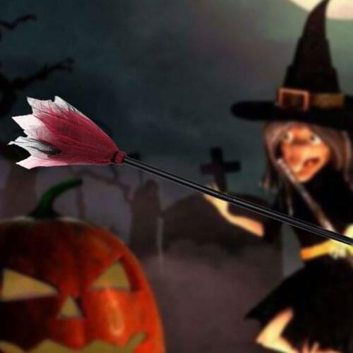 Halloween Plastic Witch Flying Broom Mesh Tulle Detachable Handle Wizard Broomstick Masquerade Cosplay Costume Props
