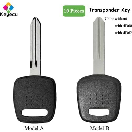 KEYECU 10 Pieces Uncut Ignition Transponder Key Shell Case With NSN14 / NSN19 Blade & 4D60 Chip/ 4D62 Chip - FOB for Subaru
