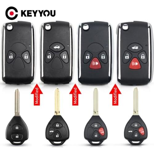 KEYYOU Modified Car Key Case For Toyota Yaris Prado Tarago Camry Corolla RAV4 Hilux Vitz Aqua REIZ Crown Avalon Venza 2007-2012