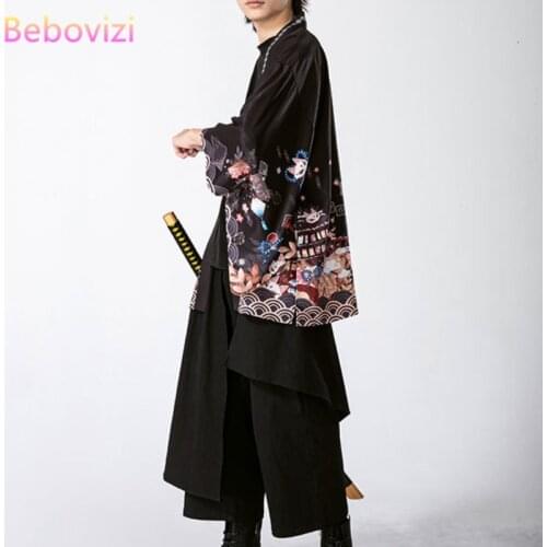 2021 New Summer Loose Red Black Japanese Samurai Streetwear Cardigan Women Men Harajuku Haori Kimono Cosplay Blouse Top Yukata