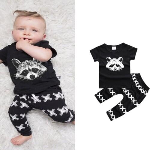 Baby Boys Clothing Sets Baby Girls Boys Fox Cotton Tops T-shirt+Pants Leggings 2pcs Outfits Set Costume Baby Boys Kids Clothes