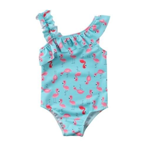 Toddler Baby Kid Girl Flamingo Tutu Swimsuit Swimwear Ruffle Bikini Bathing Suit Size 3-7T