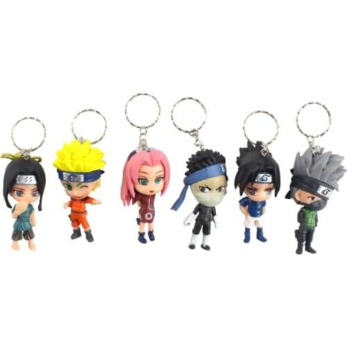 6pcs/Set 6-7cm Naruto Shippuden Anime Kakashi Sasuke Haku Haruno Sakura PVC FIgure Mini Model Toys Kids Gift Keychain Brinquedos