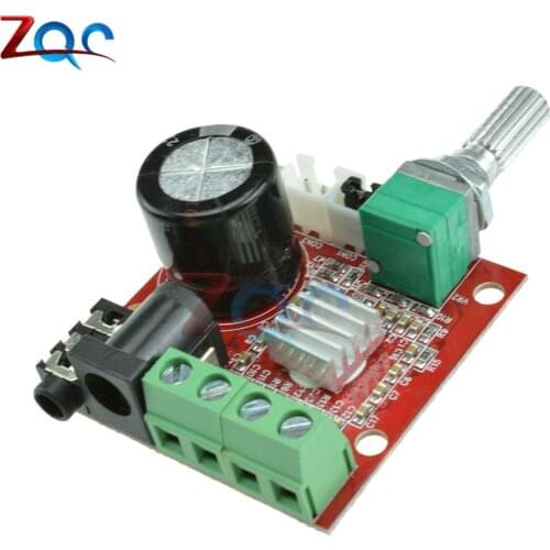 12V Mini Hi-Fi PAM8610 Audio Stereo Amplifier Board 2X10W Dual Channel D Class Lowest Price 2*10W 12V DC 20mA Heat Sink