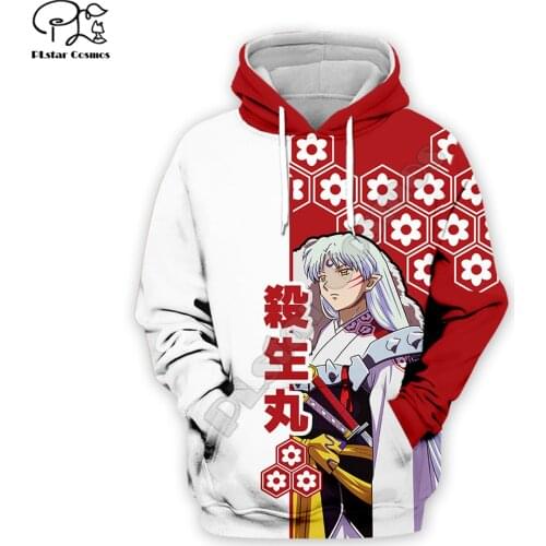 Sesshoumaru Anime 3d all over Printed Unisex hoodies Harajuku Fashion Casual Hooded Sweatshirt zip hoodies drop shipping