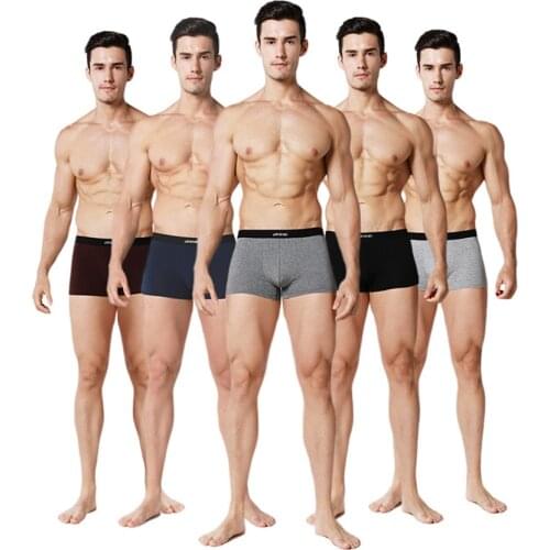 4PCS/LOT Mens Black Panties Flat-Horned Pants U Convex Breathable Youth Students Solid-Colored Trousers Underpants Boxer Shorts
