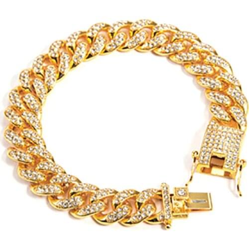 Hip-Hop Personality Cuban Bracelet Men Full Diamond Star With A New Iphop Bracelet 2021CharmGold And Silver Two Colors