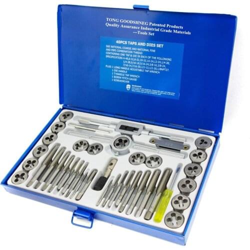 Tap Die Set Metric Inch Hardened Steel Combination Garage Tool Set,Threading Home Tool Cutting Threads Gauge Kit with Box