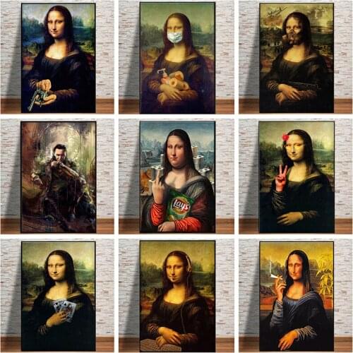 Funny Art Mona Lisa Canvas Paintings Nordic Modern Posters and Fashion Prints Wall Art Pictures for Living Room Home Decoration