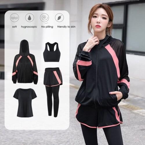 New Yoga Suit Set Slim Four Piece Running Fitness Suit Professional Yoga Clothes Women High-end Fashion Gym Tight Sexy Suit
