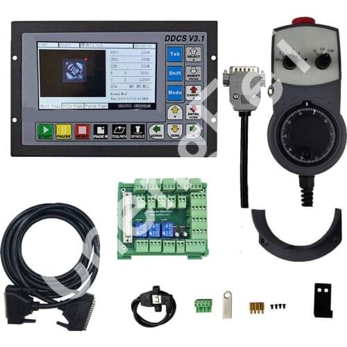 NEW Upgrade DDCSV3.1 3 /4 axis offline CNC motion controller with enlarged wiring board and emergency stop electronic handwheel