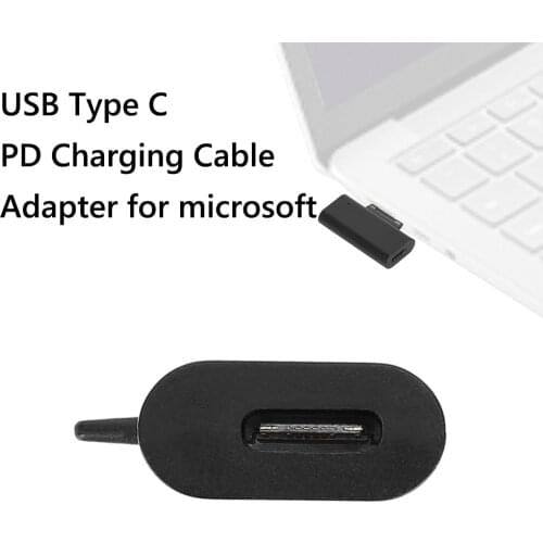 15V/3A USB C PD Fast Charging Plug Converter for Microsoft Surface Pro 3 4 5 6 7 Surface Book Type C Power Adapter Connector