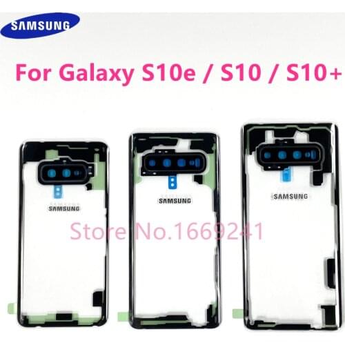 For SAMSUNG Galaxy S10e G970 S10 G9730 S10+ Plus G9750 Transparent Back Glass Battery Cover Rear Door Case Housing Perspec