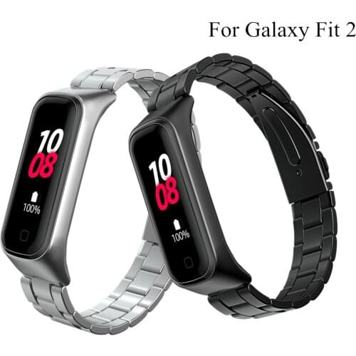 Watch Band for Samsung Galaxy Fit 2 Strap Metal Wristband For Samsung Galaxy Fit2 R220 Smart Band Stainless Steel Strap