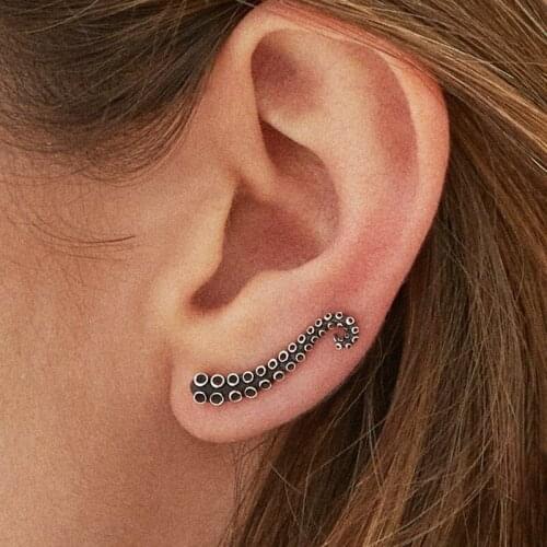 Octopus Tentacle Ear Climber Earrings Ear Wrap Cuff Boho Jewelry Bronze Steampunk Kraken Spiral Earrings OCTOPUS TENTACLE IL94J