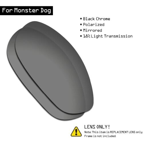 SmartVLT Polarized Sunglasses Replacement Lenses for Oakley Monster Dog - Black Chrome