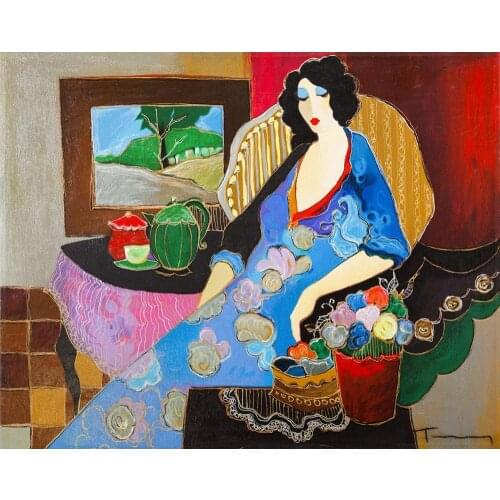 Modern Abstract Canvas Wall Art Painting for Office Hotel Home Decor Woman Flower Wall Pictures Hand Painted Oil Reproductions