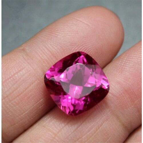 Joanlyn Fuchsia Tourmaline Square Faceted Gemstone Cushion Cut Tourmaline Gem 10X10mm/12X12mm C25T