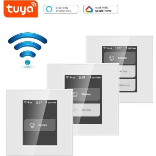 Tuya Wifi LCD Smart Wall Light Switch Power Consumption Smart Switch 4 In 1 Home Switch Accessories Work With Alexa Google Home