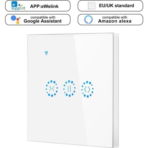 10A WiFi Smart Curtain Blind Switch EU/UK for Electric Cutain Motor Motorized Blinds Voice Control By Alexa Glass Panel
