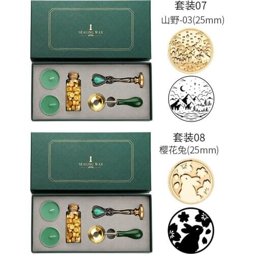 20 Patterns Sealing Wax Seal Sellos Whale Unicorn Moon Wax Seal Stamps for DIY Wedding Envelope Handmade Card Wood Handle