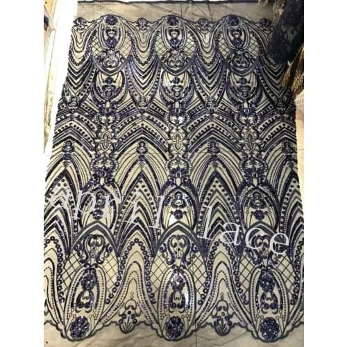 Stock tt004 # 5 yards dark blue mesh pearls net tulle mesh lace for bridal wedding dress/sawing