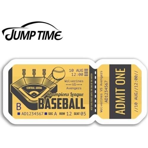 Jump Time for Baseball Ticket Stub Vinyl Stickers Sports USA Sticker Laptop Auto Bumper Motor Decal Waterproof Car Accessories