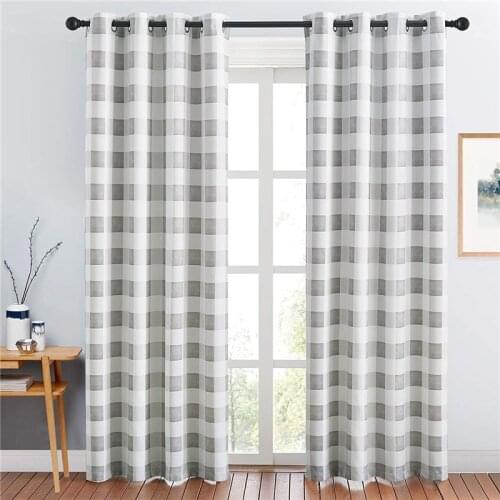 NICETOWN Curtains Checkered Plaid Pattern Printed Blackout Drapes Grommet Top Light Filter for Sliding Glass Door Living Room