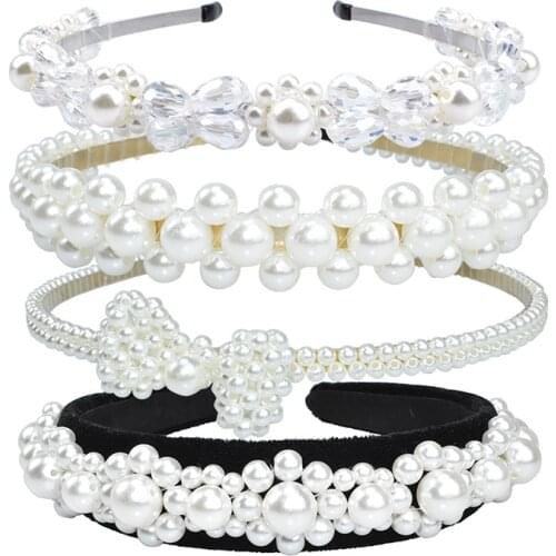 Full Pearl Headbands For Women Korea Hair Accessories Hair Band Hair Bows Crown Hairbands