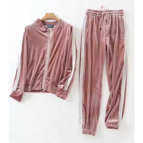 Female Tracksuit Sport Suit Velvet Loose Jacket Running Jogger gym Fitness Outfit Casual Workout Set Sportswear Sweatshirt+pant