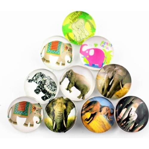 12pcs/lot animal glass 18mm snap buttons Elephant leather clasp snap button bracelet snap Bangles jewelry