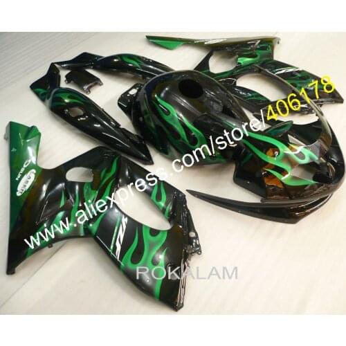 1997-2007 YZF600R For Yamaha YZF-600R Thundercat 97 98 99 00 01 02 03 04 05 06 07 Green Flame Motorcycle Fairings
