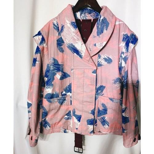 2020 AW parkas raine jacket printed straight Tie-Dye Print cotton Shawl Collar Padded short jacket coat