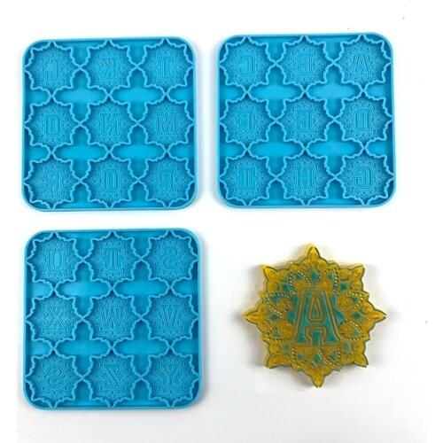 3 Pcs DIY Mandala Alphabet Epoxy Resin Mold 26 Letters Keychain Silicone Mould