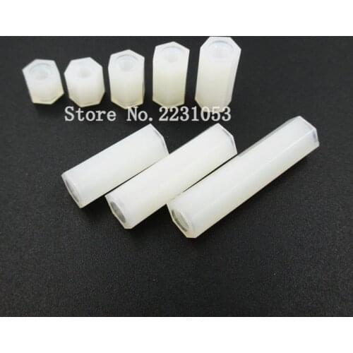 50PCS White Plastic Nylon M3 Hex Column Standoff Spacer Screw For PCB Female Stand-off M3 Hex Screw M3*5/6/8/10/12/15/20/25mm+6
