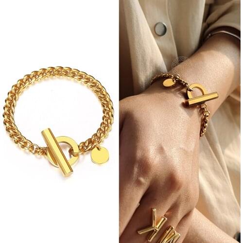 6mm Gold Silver Color Stainless Steel Curb Cuban Chain Bracelet for Women Engraving Charm ID Personalized Jewelry LTBS023